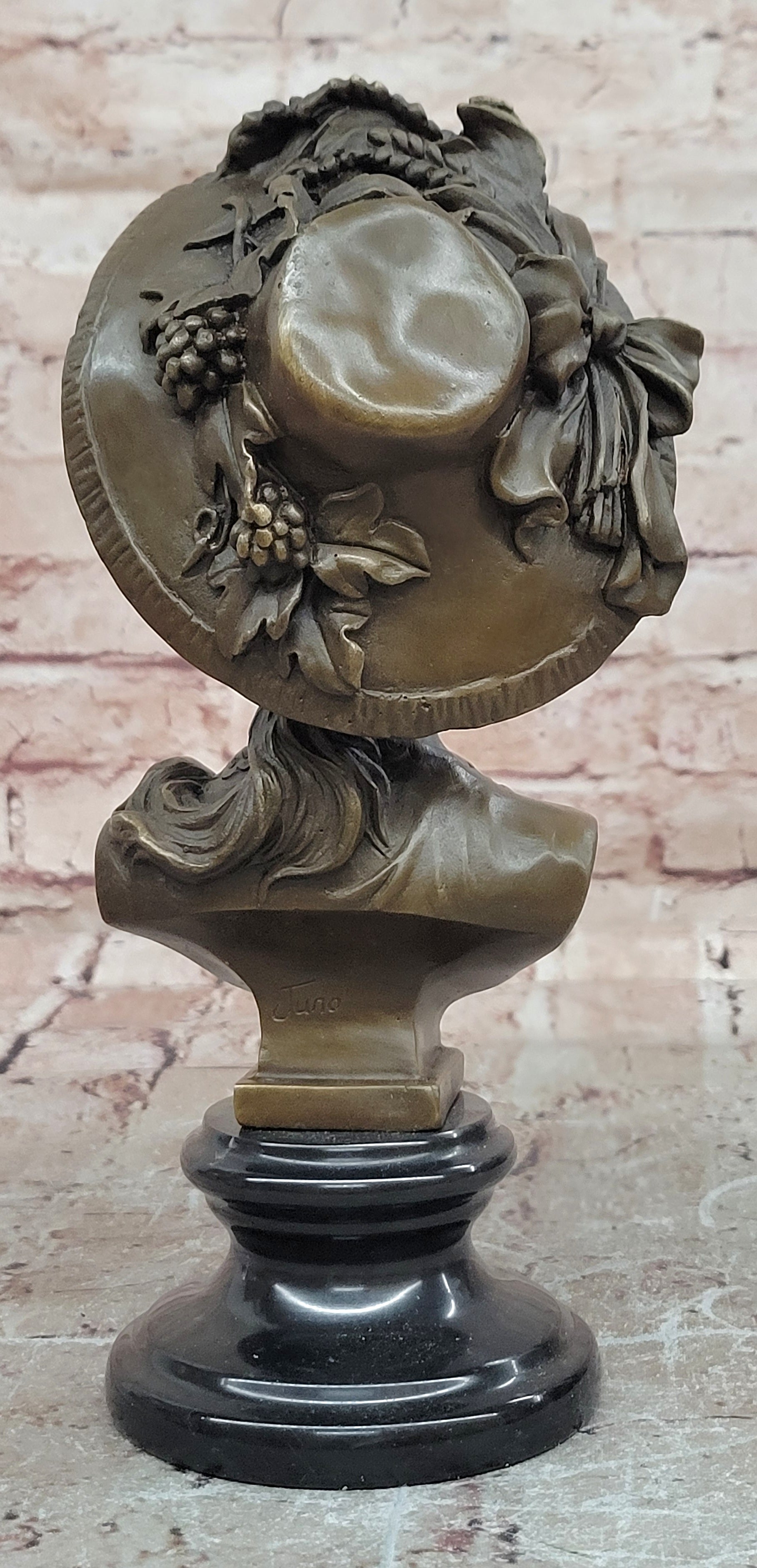 Hand Made Portrait Bust Art Nouveau Lady Woman Female by Juno Bronze Sculpture
