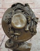 Hand Made Portrait Bust Art Nouveau Lady Woman Female by Juno Bronze Sculpture