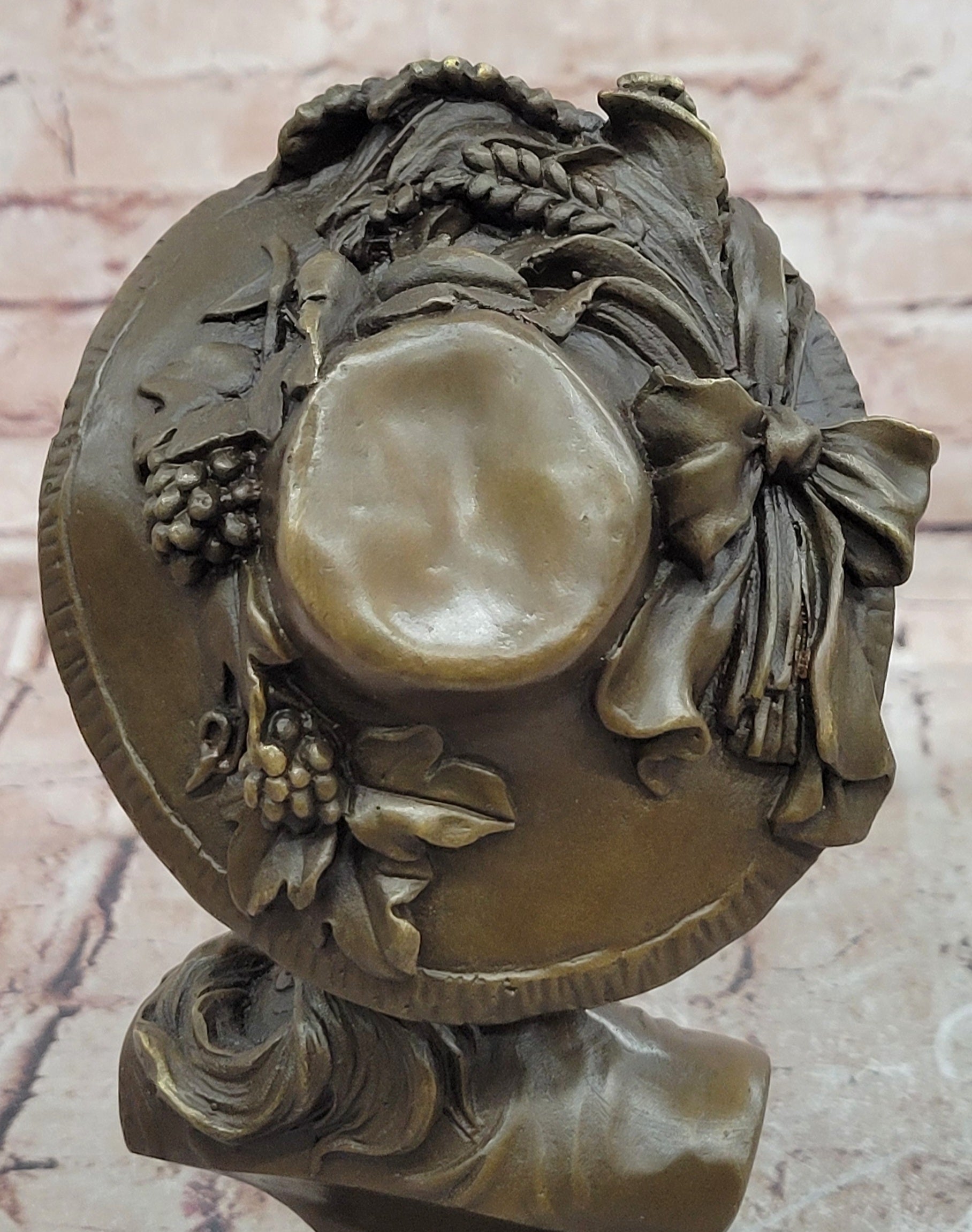 Hand Made Portrait Bust Art Nouveau Lady Woman Female by Juno Bronze Sculpture