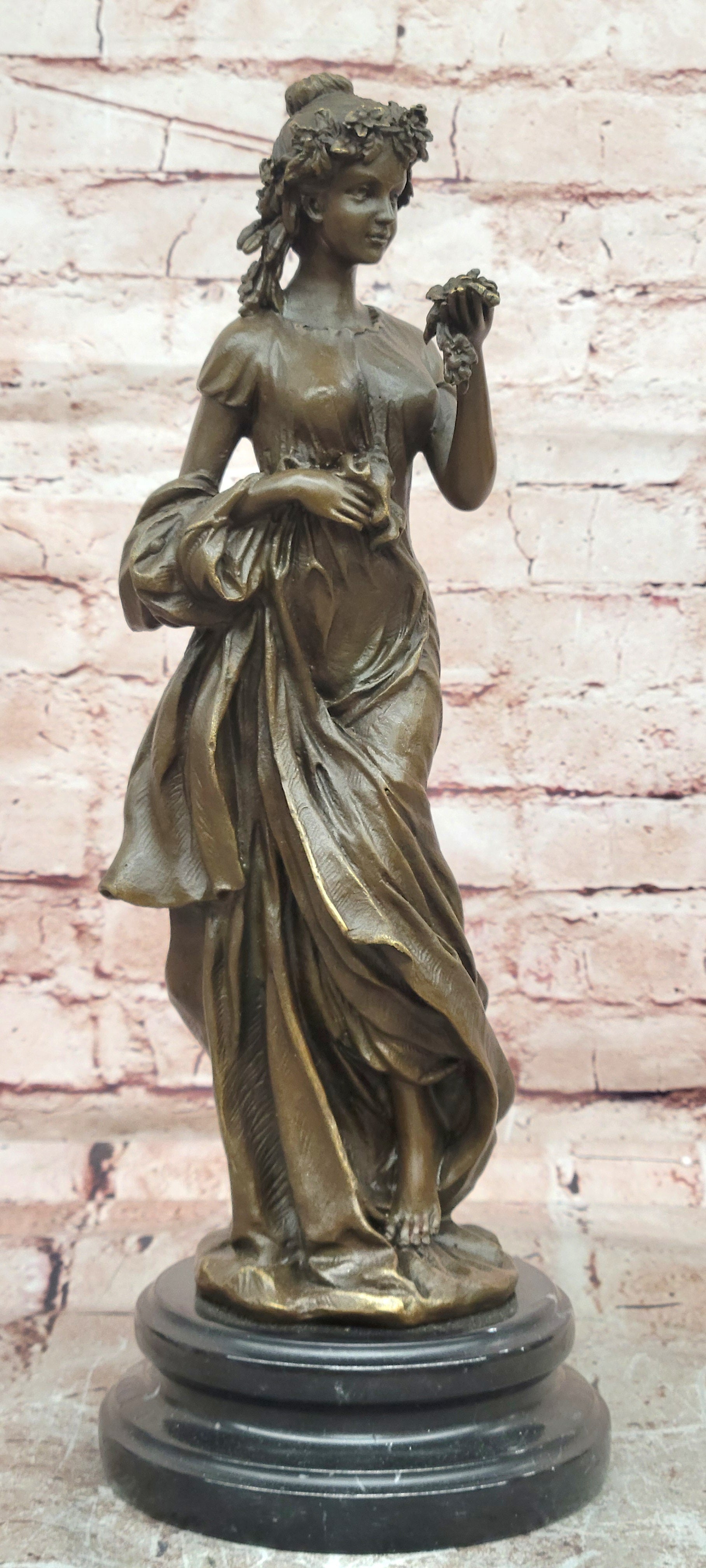 Rose Goddess Bronze Statues Female Metal Sculpture Home Decor