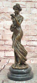 Rose Goddess Bronze Statues Female Metal Sculpture Home Decor