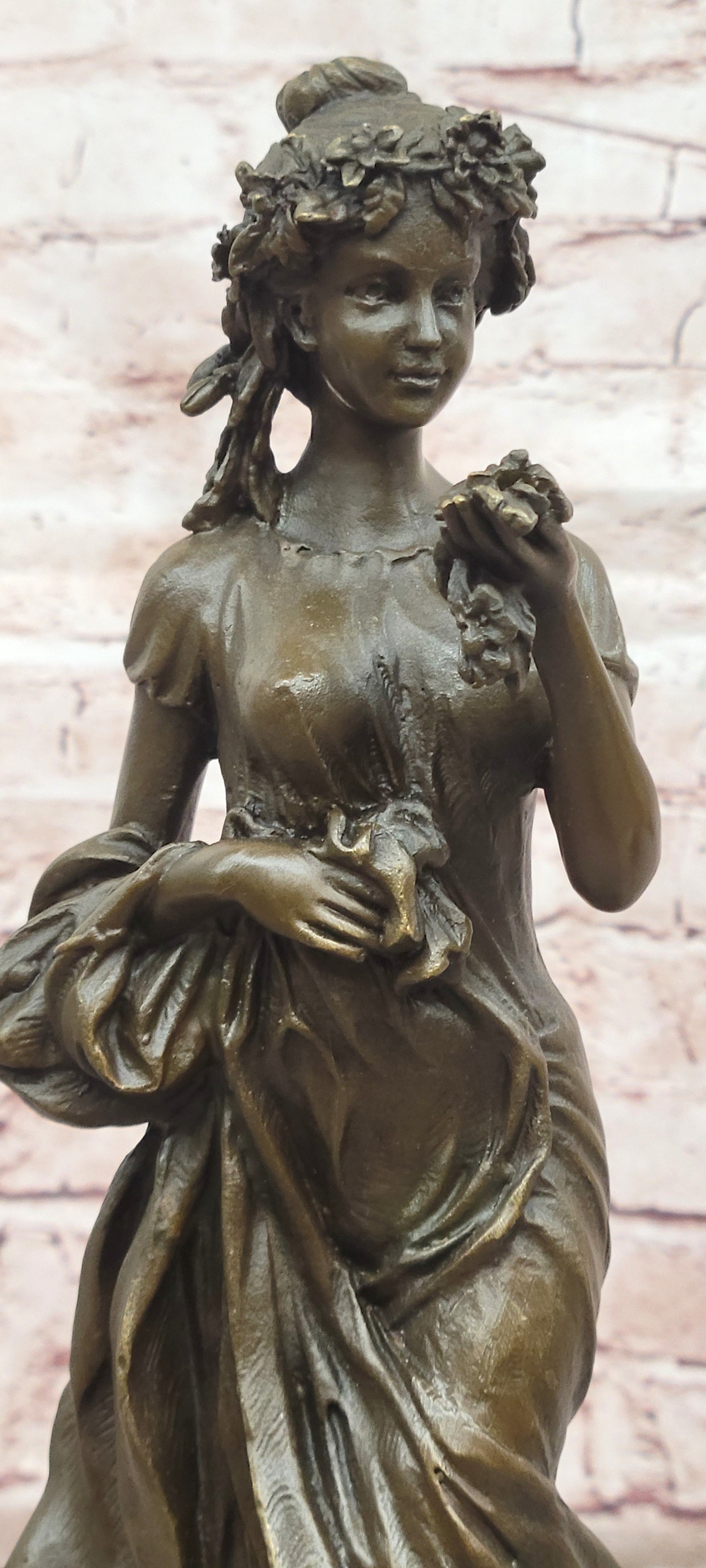 Rose Goddess Bronze Statues Female Metal Sculpture Home Decor