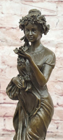 Rose Goddess Bronze Statues Female Metal Sculpture Home Decor