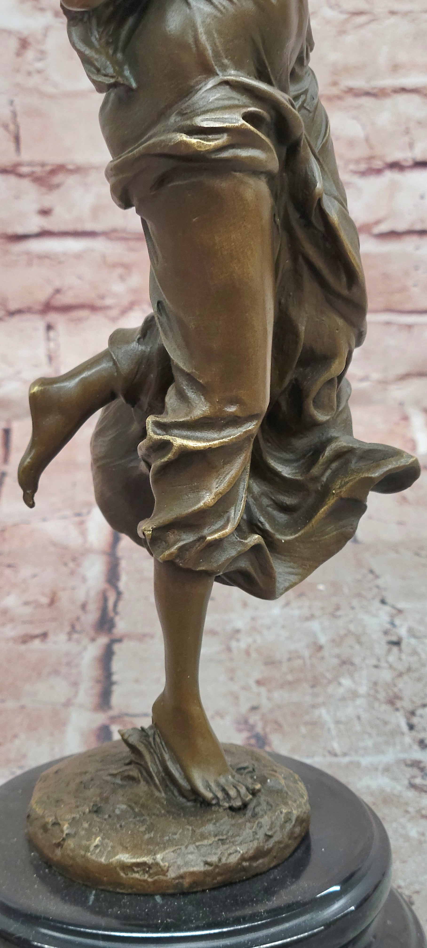 Signed Nick Bronze Sculpture Flower Woman Statue Female Art Deco Figurine