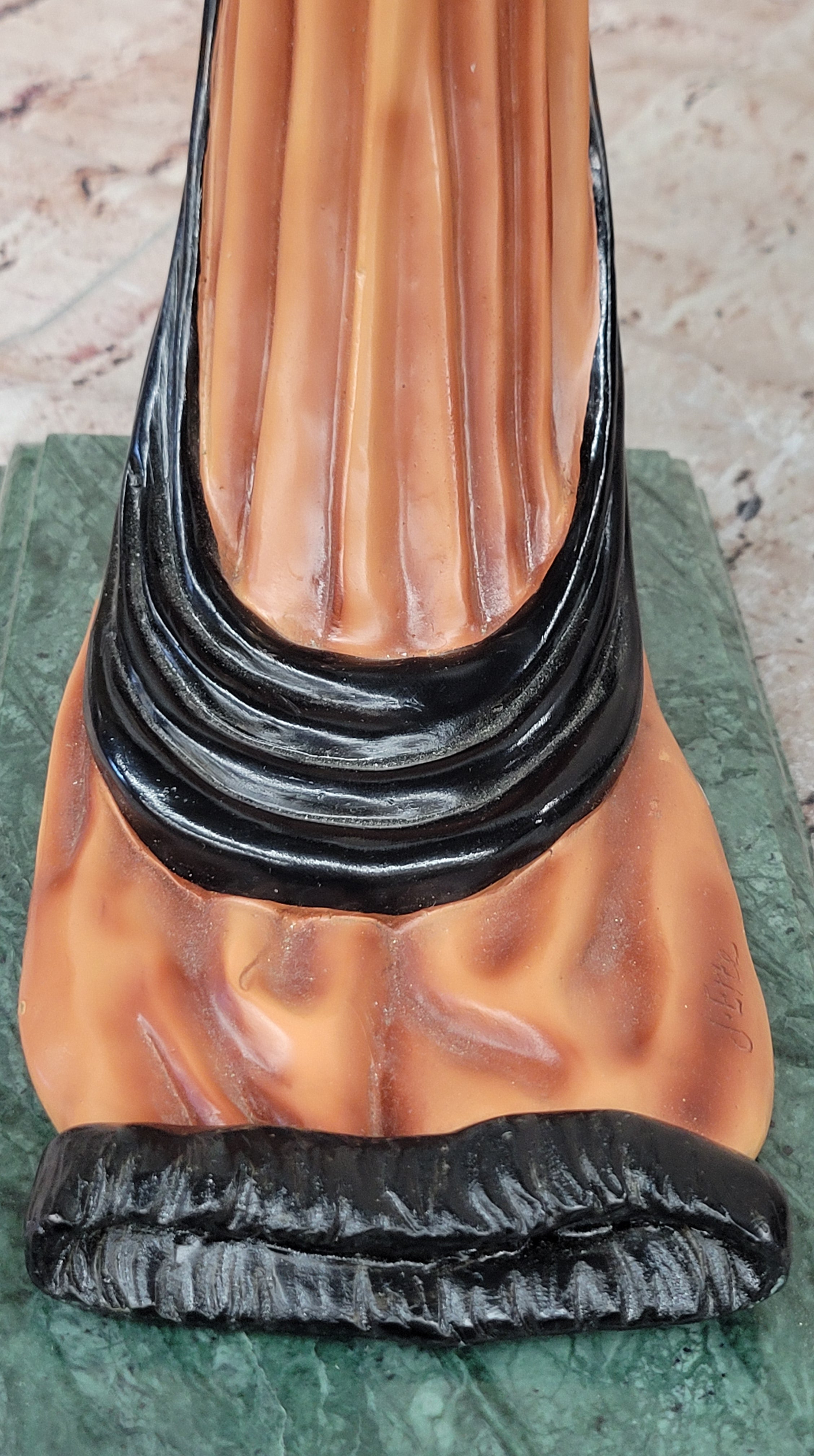 Bronze Lady Sculpture – Art Deco in Flowing Dress with Patina