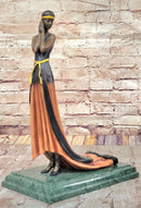 Bronze Lady Sculpture – Art Deco in Flowing Dress with Patina