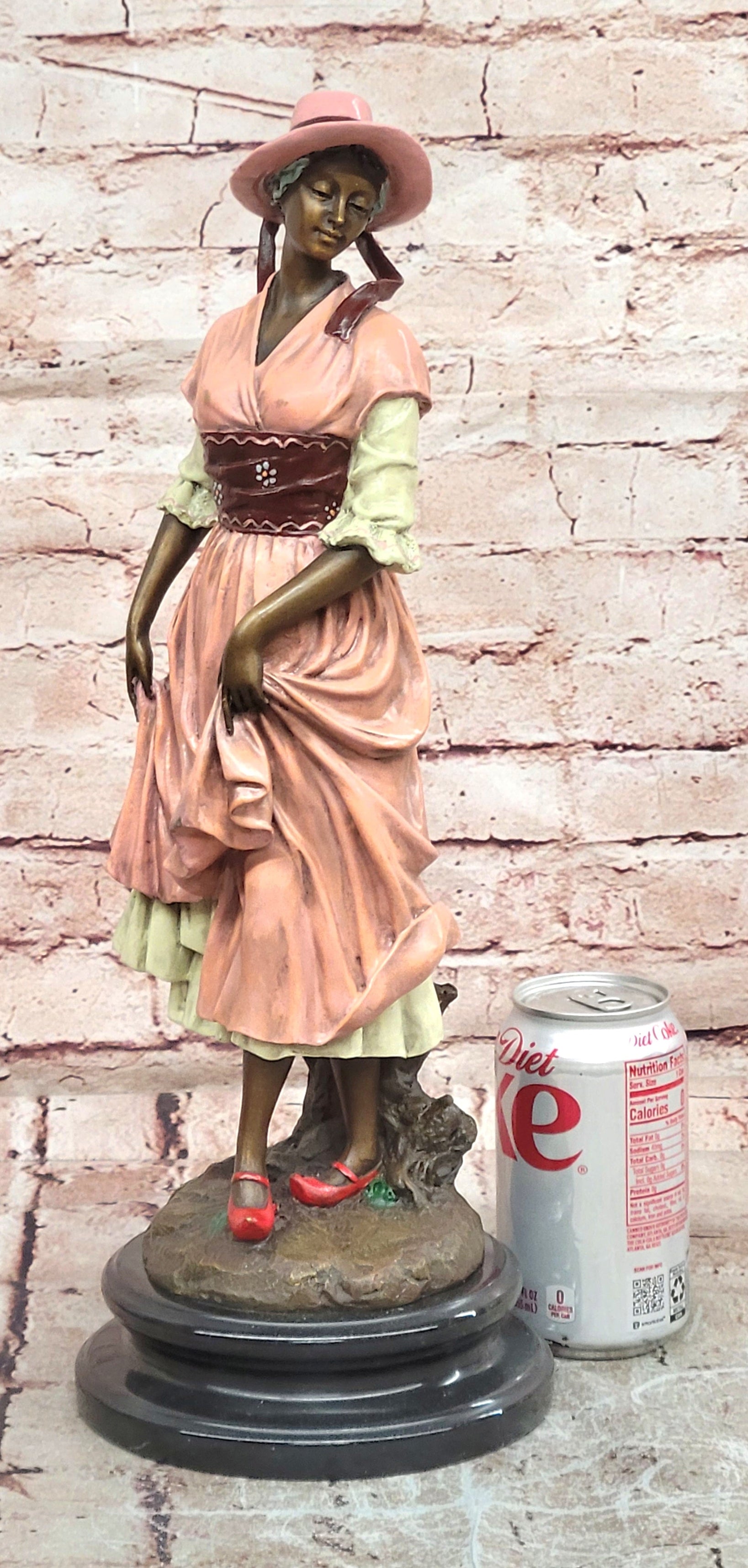 Signed Original Aldo Vitaleh Art Deco Woman with Long Dress Bronze Sculpture