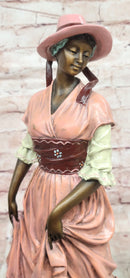 Signed Original Aldo Vitaleh Art Deco Woman with Long Dress Bronze Sculpture