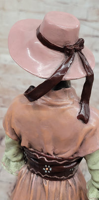 Signed Original Aldo Vitaleh Art Deco Woman with Long Dress Bronze Sculpture