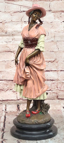 Signed Original Aldo Vitaleh Art Deco Woman with Long Dress Bronze Sculpture