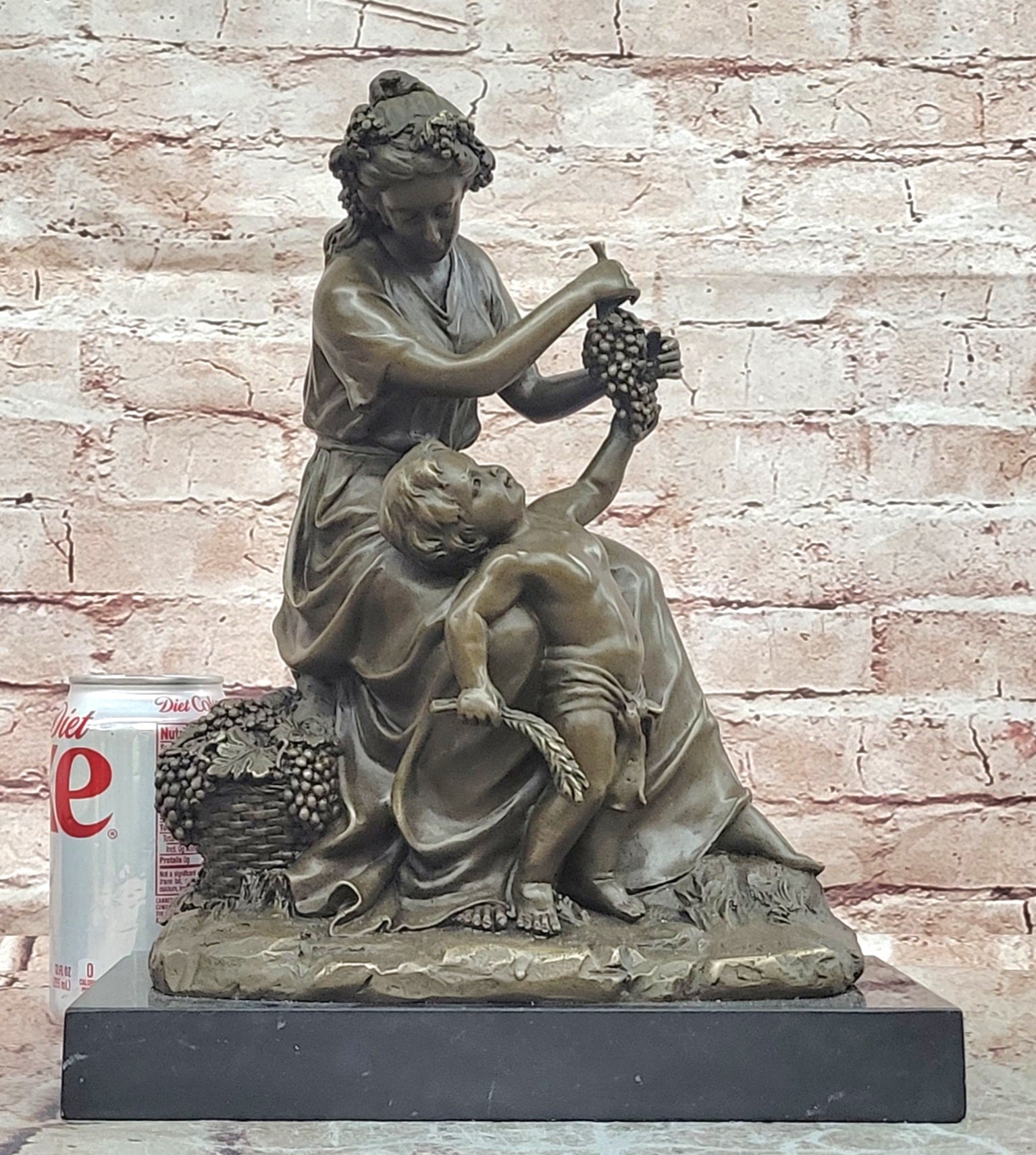 Mother-Son Bronze Statues and Figurine Female Artwork Metal Sculpture Home Decor
