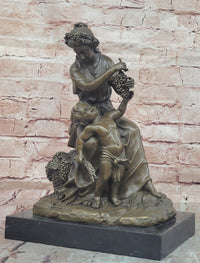 Mother-Son Bronze Statues and Figurine Female Artwork Metal Sculpture Home Decor
