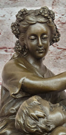 Mother-Son Bronze Statues and Figurine Female Artwork Metal Sculpture Home Decor
