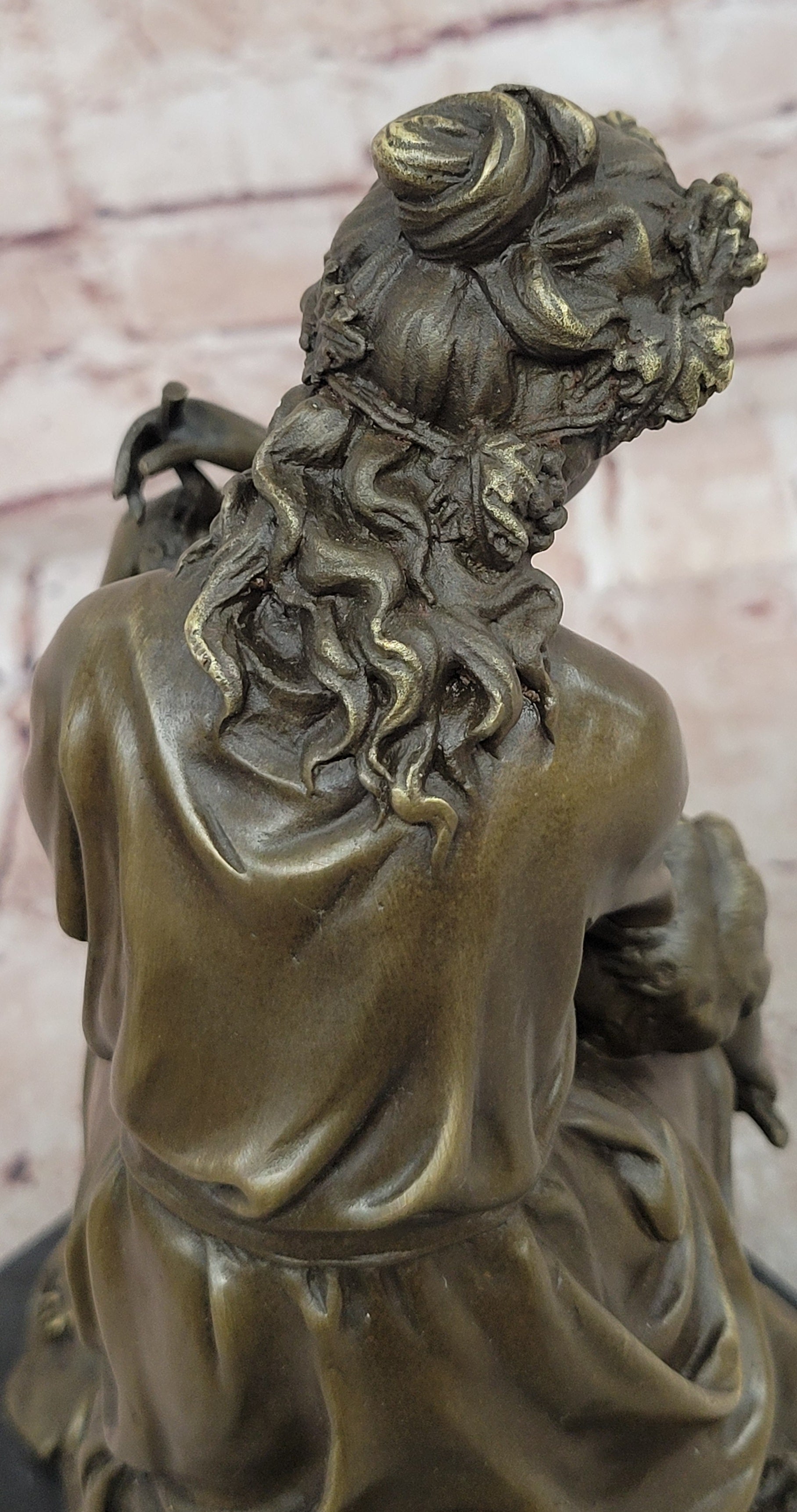 Mother-Son Bronze Statues and Figurine Female Artwork Metal Sculpture Home Decor