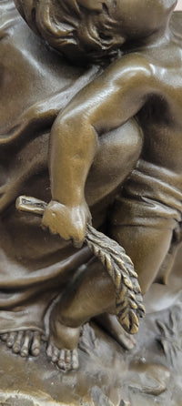 Mother-Son Bronze Statues and Figurine Female Artwork Metal Sculpture Home Decor