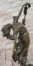 Art Deco Pierre Collinet Woman Girl with a Vine Garland Bronze Sculpture