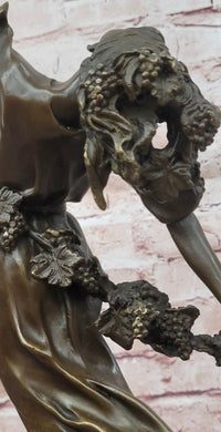 Art Deco Pierre Collinet Woman Girl with a Vine Garland Bronze Sculpture