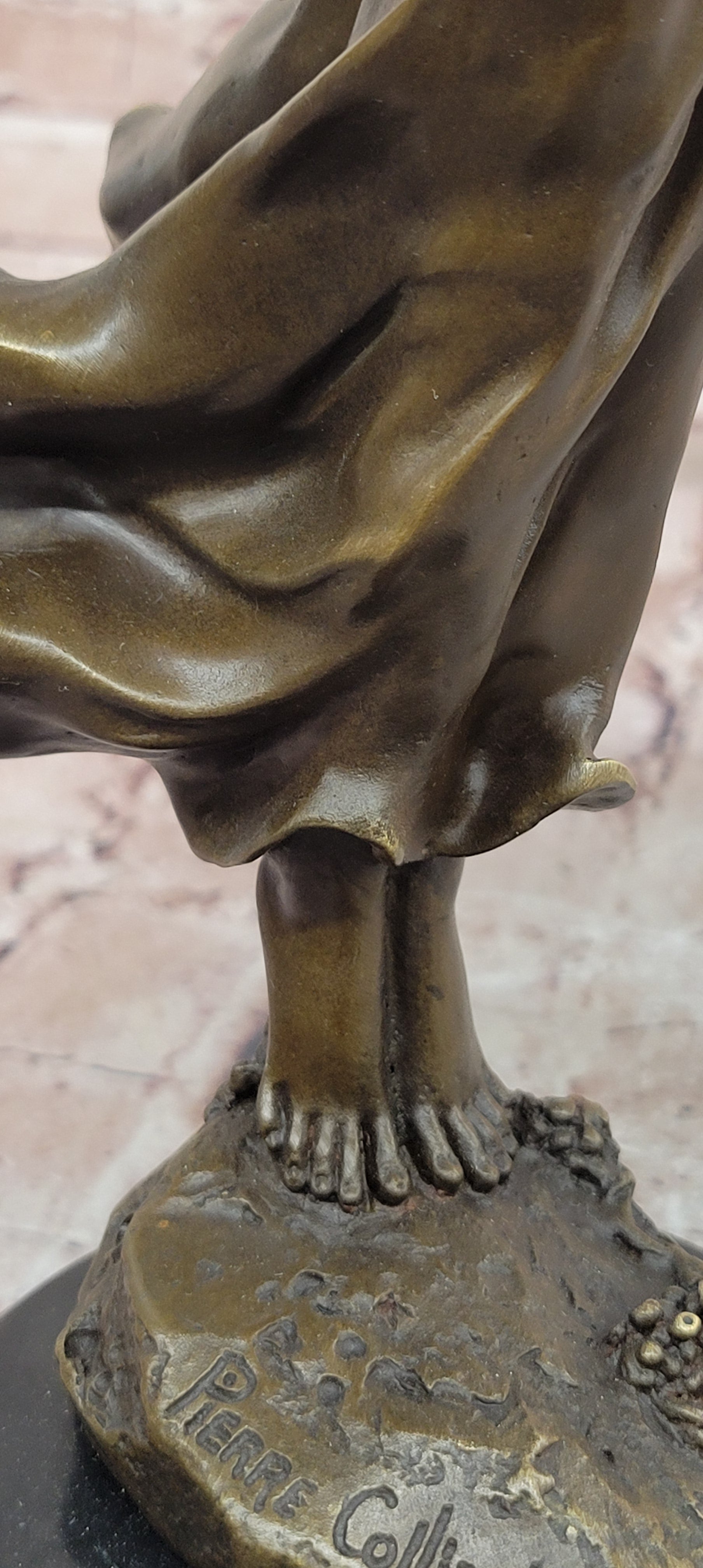 Art Deco Pierre Collinet Woman Girl with a Vine Garland Bronze Sculpture