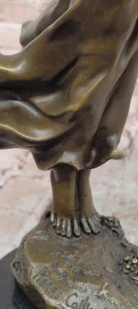 Art Deco Pierre Collinet Woman Girl with a Vine Garland Bronze Sculpture