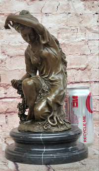 Hand Made the Spring by Cesaro woman with Roses Genuine Bronze Sculpture Statue