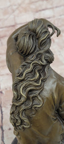 Hand Made the Spring by Cesaro woman with Roses Genuine Bronze Sculpture Statue