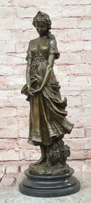 Hand Made juno Classical Woman Harvesting Grapes Bronze Sculpture Statue