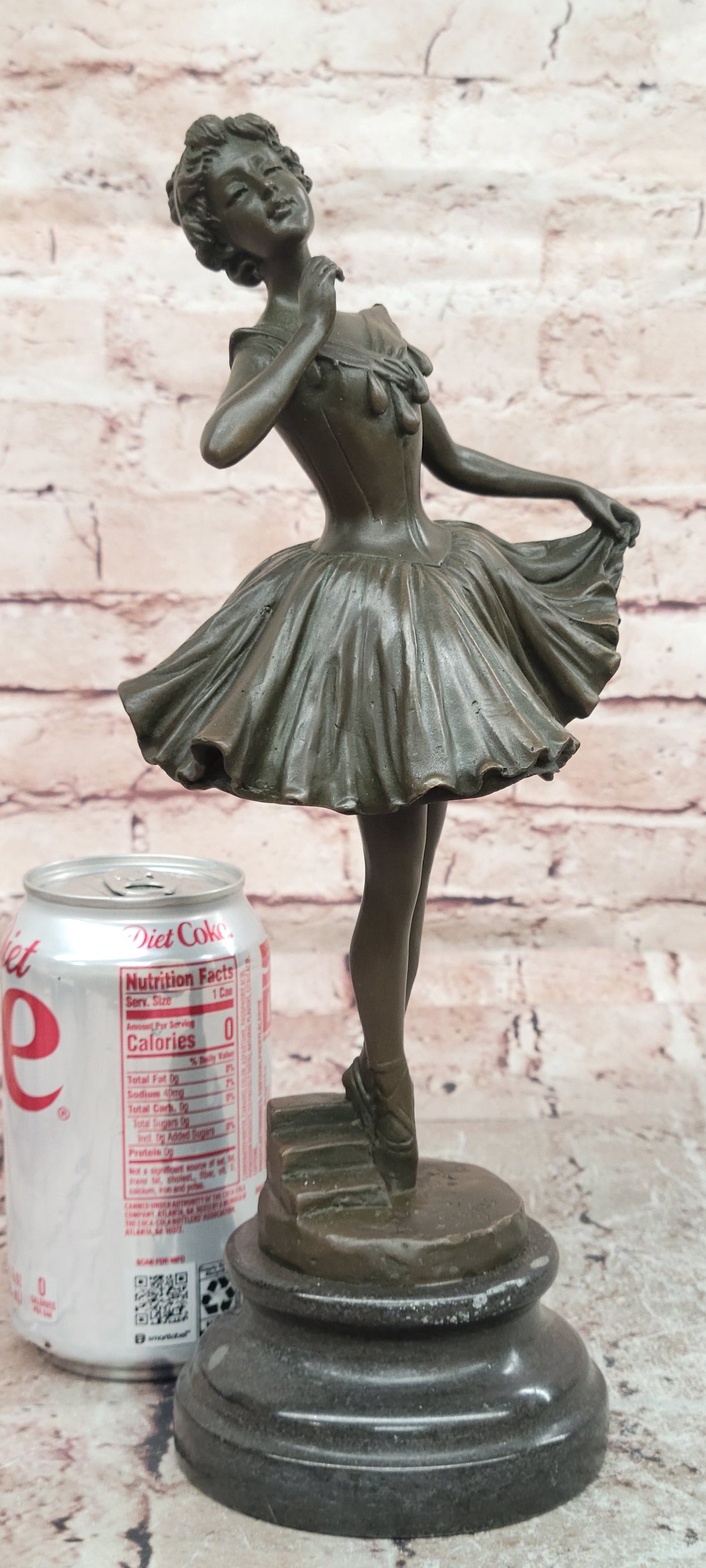 Signed Degas Graceful Dancer Ballerina Solid Bronze Sculpture Statue Decor
