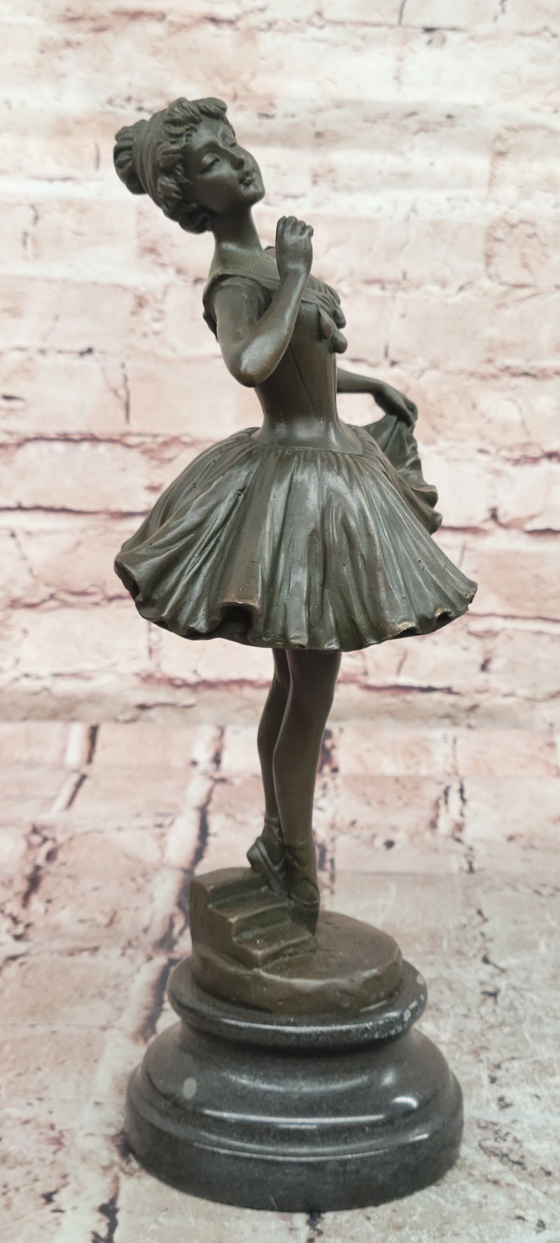 Signed Degas Graceful Dancer Ballerina Solid Bronze Sculpture Statue Decor