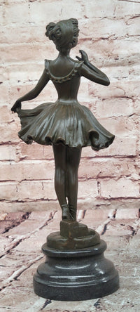 Signed Degas Graceful Dancer Ballerina Solid Bronze Sculpture Statue Decor