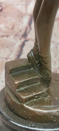 Signed Degas Graceful Dancer Ballerina Solid Bronze Sculpture Statue Decor