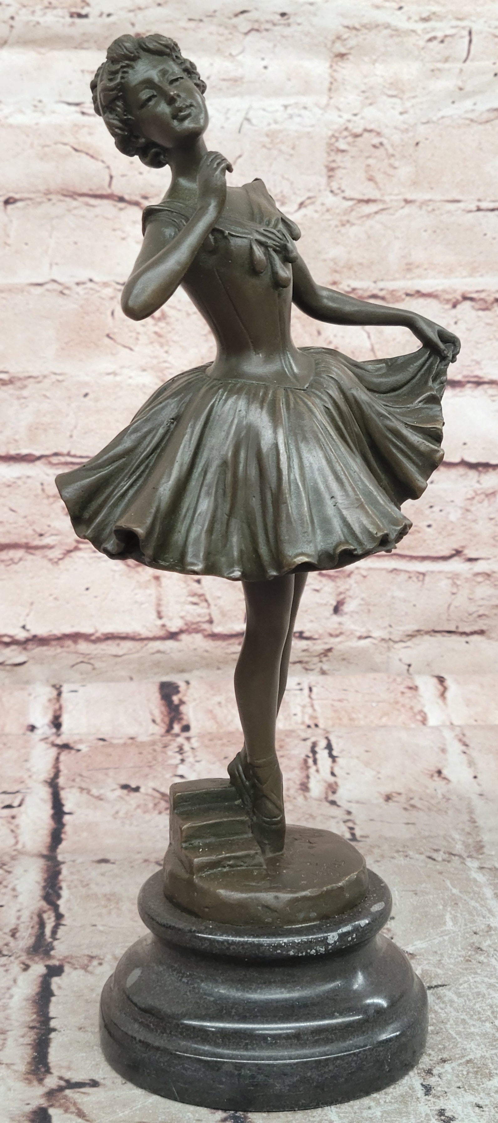 Signed Degas Graceful Dancer Ballerina Solid Bronze Sculpture Statue Decor
