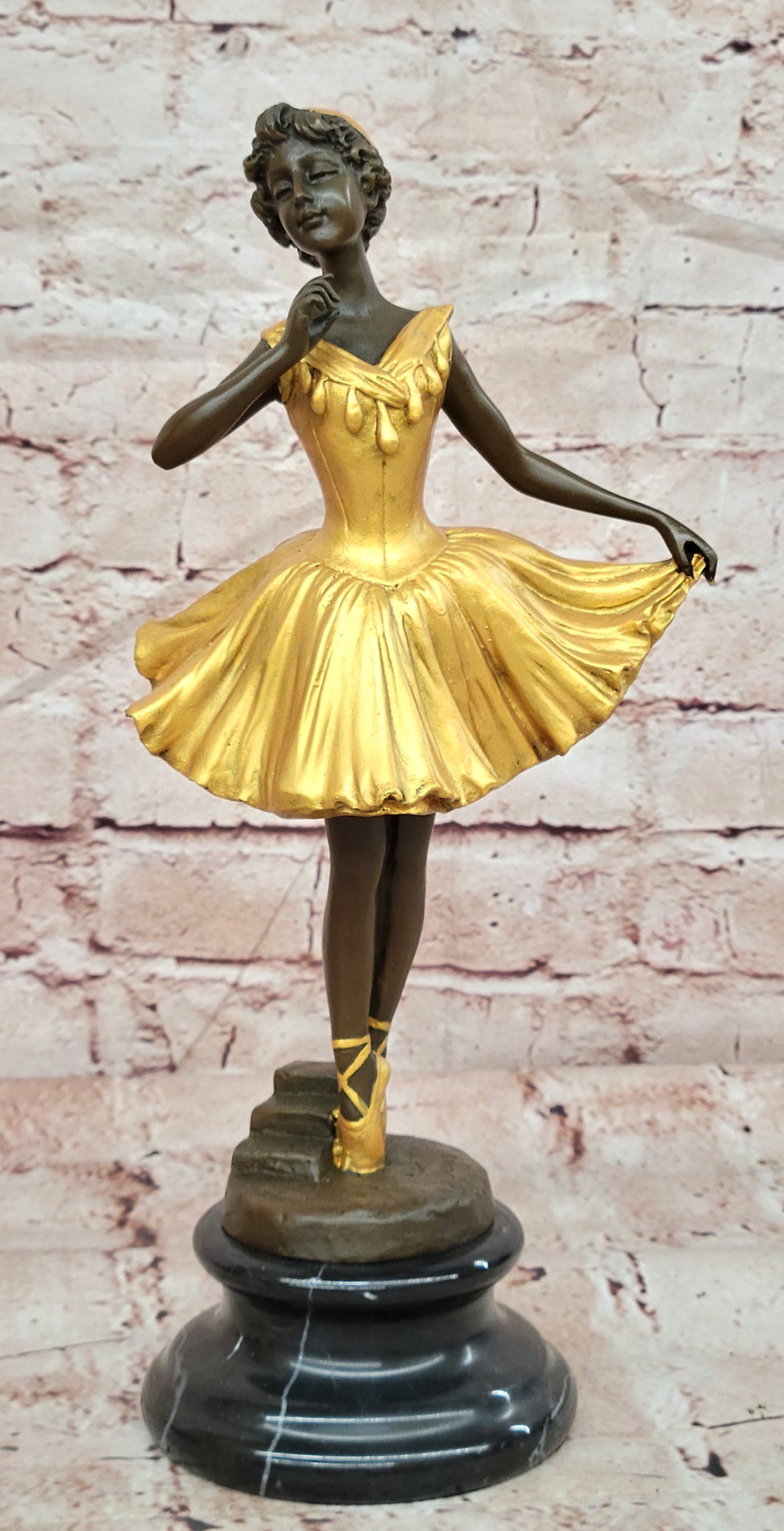 Handmade Bronze Sculpture Ballet Dancer Dance Statue Copper by Degas