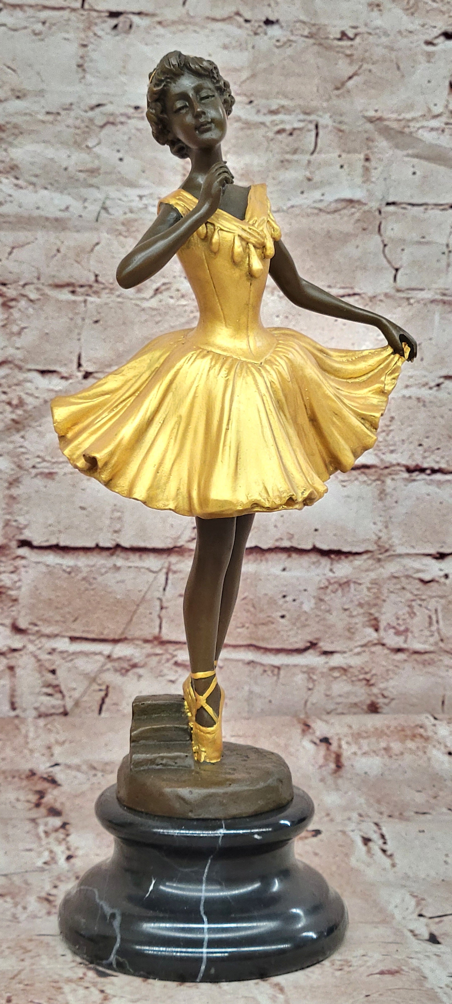 Handmade Bronze Sculpture Ballet Dancer Dance Statue Copper by Degas