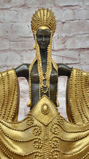 J. Erte Art Deco Golden Lady Sculpture on Marble Base