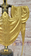 J. Erte Art Deco Golden Lady Sculpture on Marble Base