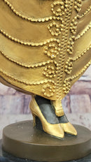J. Erte Art Deco Golden Lady Sculpture on Marble Base