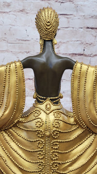 J. Erte Art Deco Golden Lady Sculpture on Marble Base