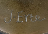 J. Erte Art Deco Golden Lady Sculpture on Marble Base
