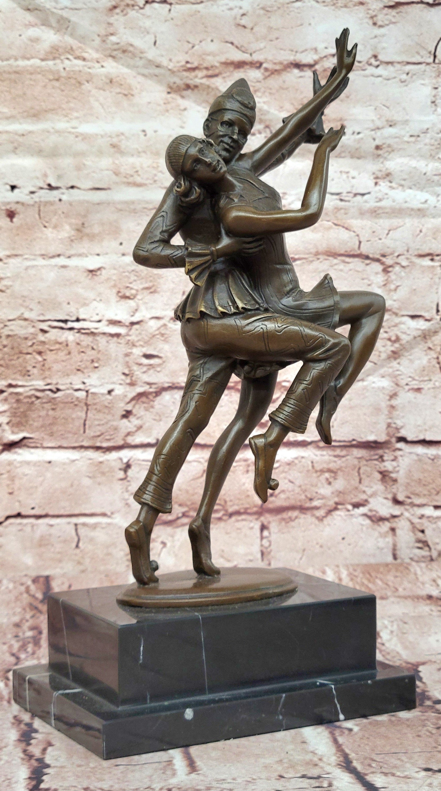 Art Deco Bronze Sculpture `Carnaval Dancers` by Otto Poertzel Hand Made