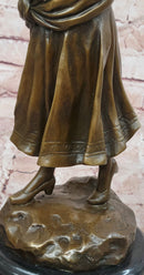 Signed Original Turkish Middle Eastern Dancer with Tambourine Bronze Sculpture
