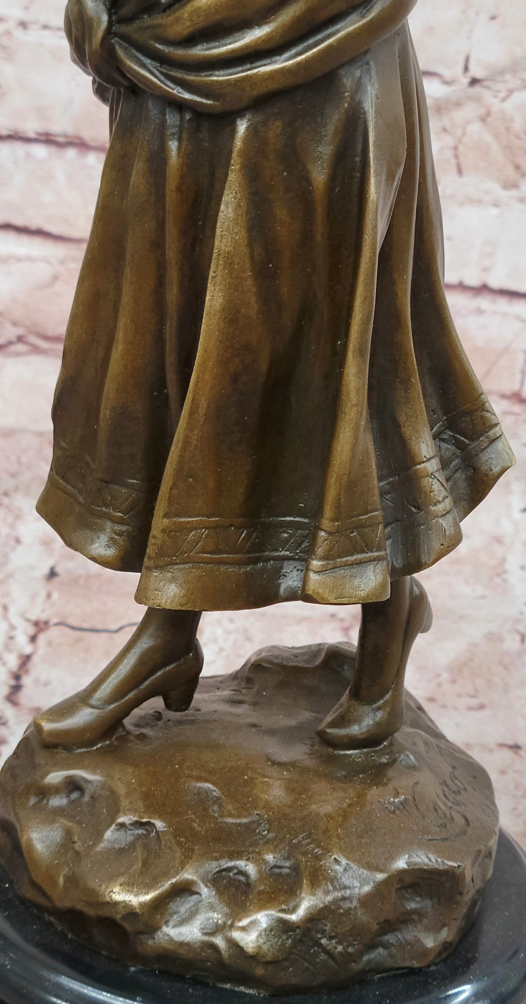 Signed Original Turkish Middle Eastern Dancer with Tambourine Bronze Sculpture