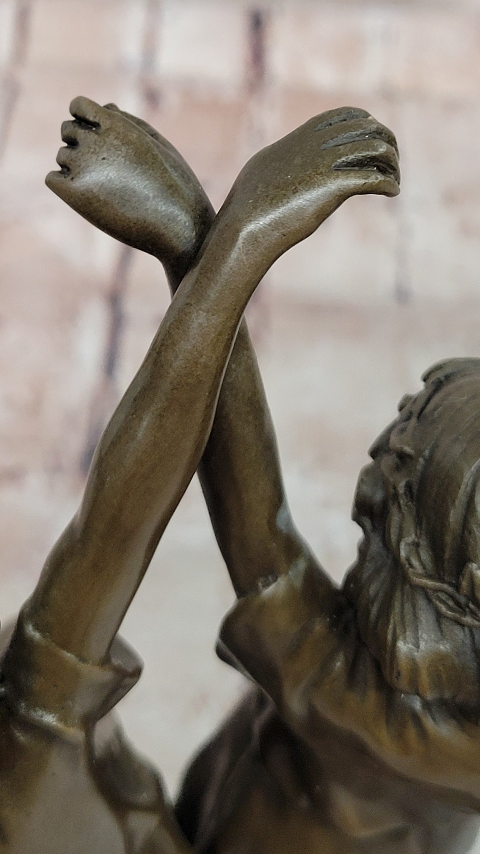 Signed W. France Twin Dancing Girls Genuine Bronze Sculpture Figurine Statue