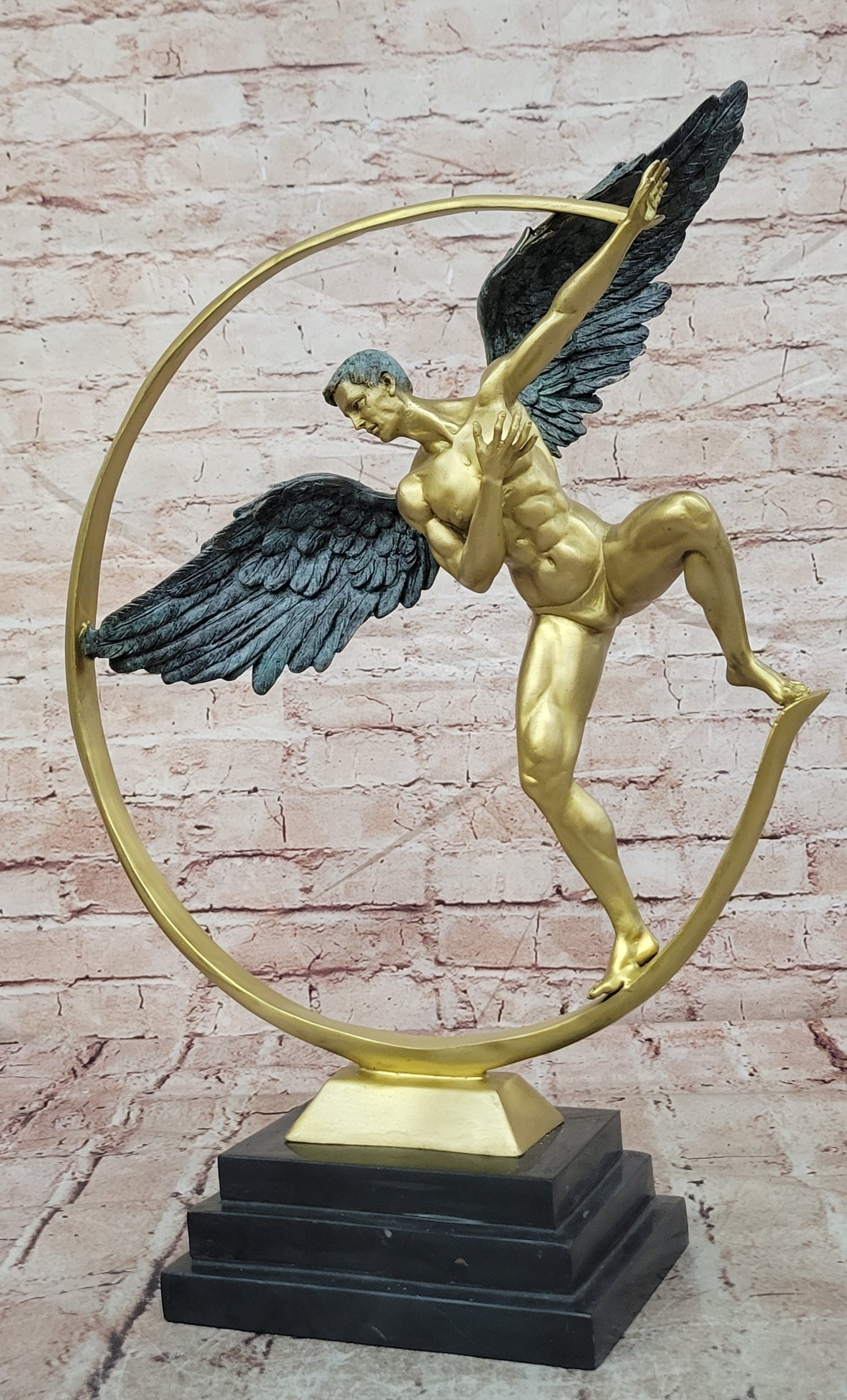 Signed Original Artwork Guardian Angel Contemporary Bronze Sculpture Figurine