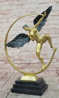 Signed Original Artwork Guardian Angel Contemporary Bronze Sculpture Figurine