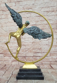 Signed Original Artwork Guardian Angel Contemporary Bronze Sculpture Figurine