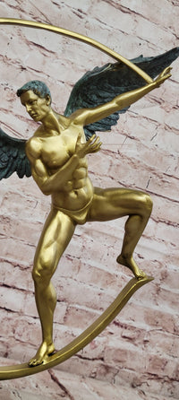 Signed Original Artwork Guardian Angel Contemporary Bronze Sculpture Figurine