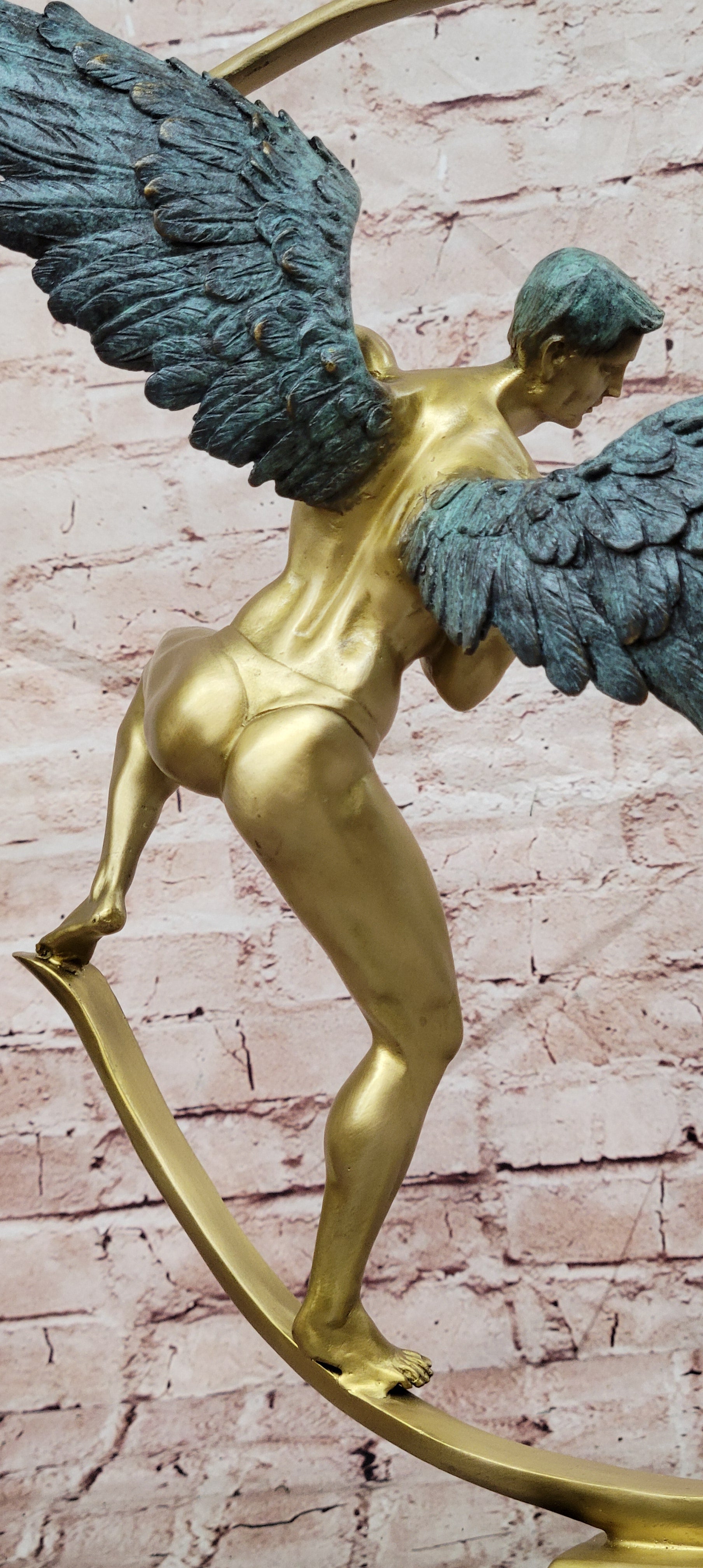 Signed Original Artwork Guardian Angel Contemporary Bronze Sculpture Figurine