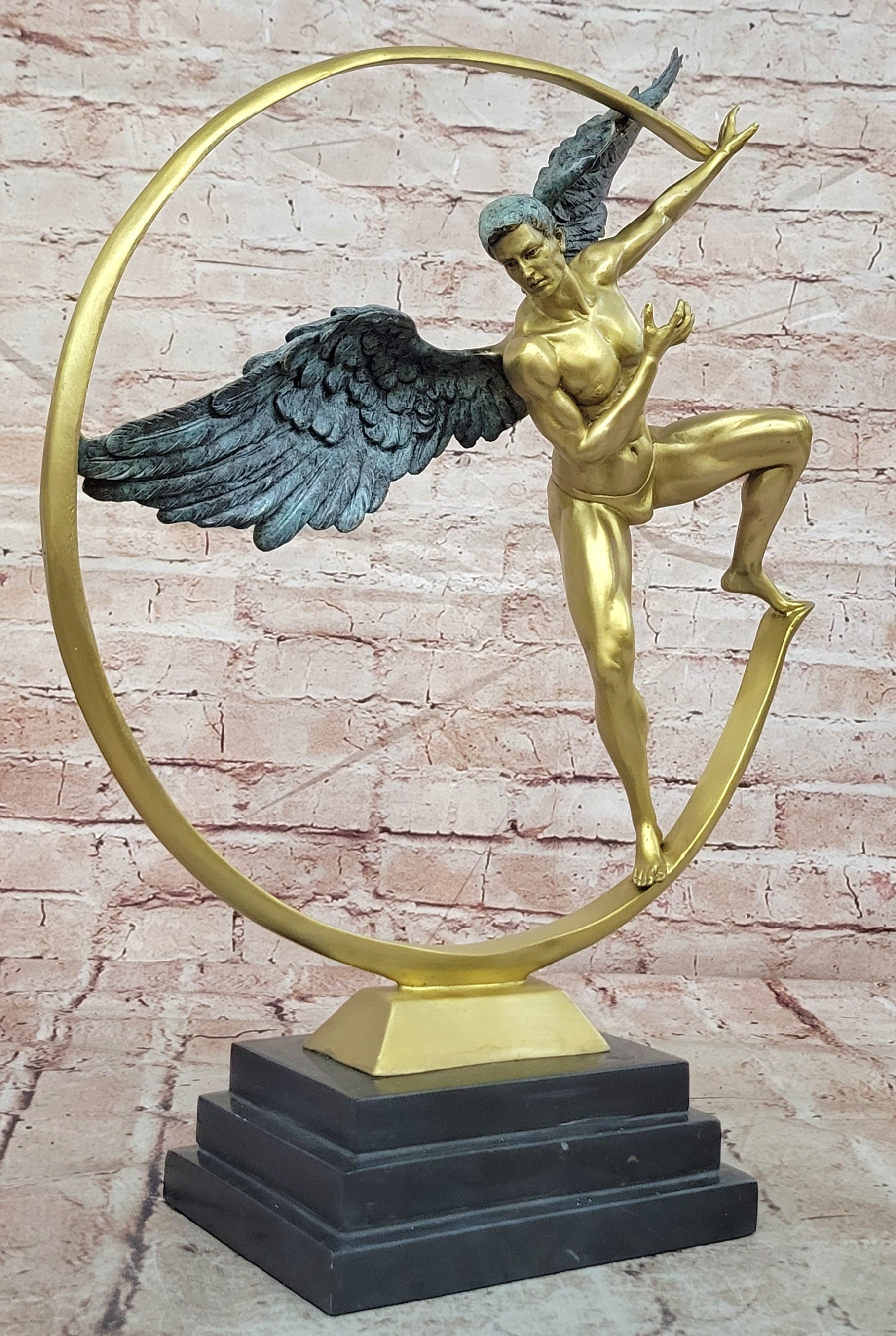 Signed Original Artwork Guardian Angel Contemporary Bronze Sculpture Figurine