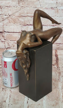 ART DECO BRONZE FIGURINE SCULPTURE STATUE EROTIC LADY NAKED FIGURE SIGNED NICK