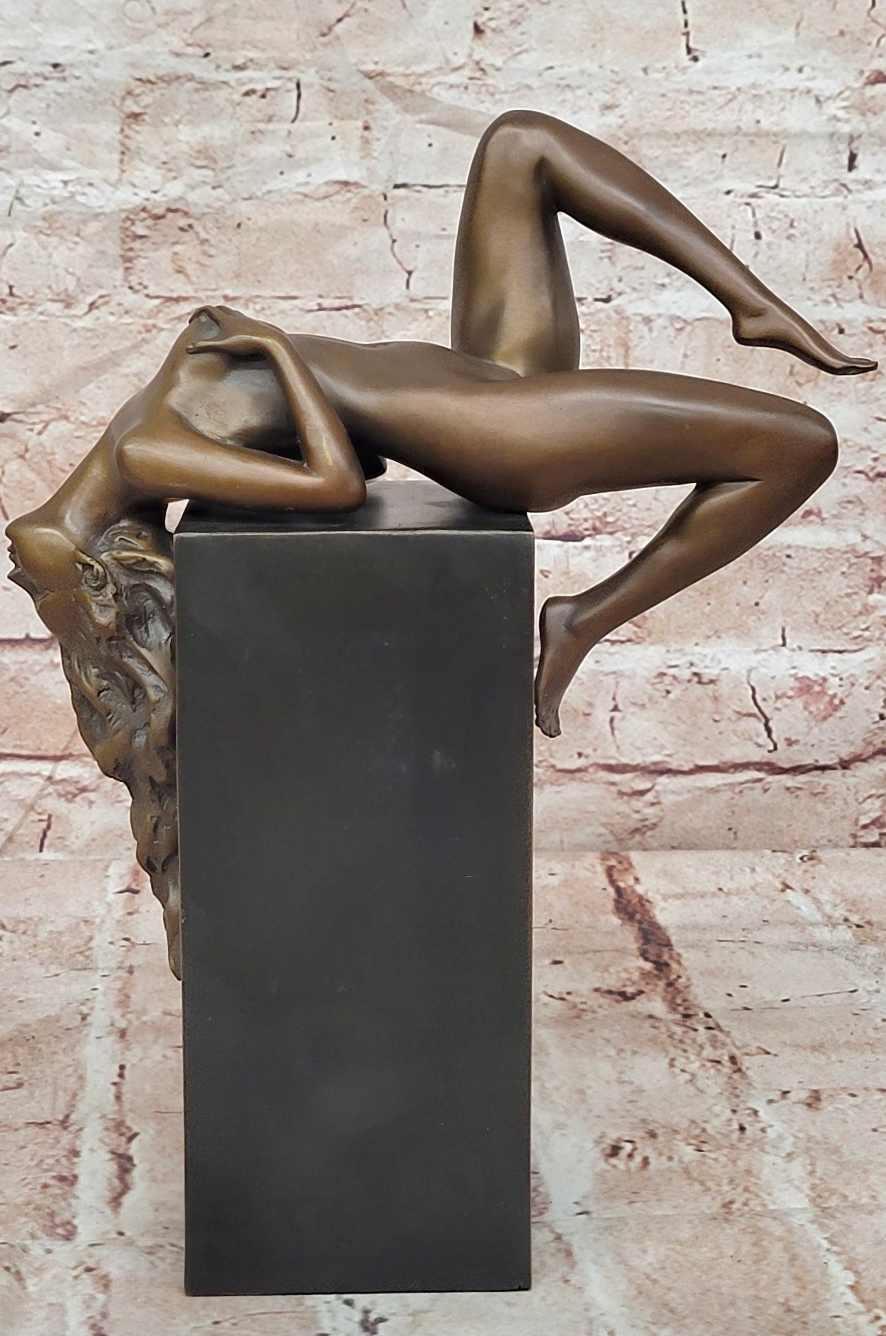 ART DECO BRONZE FIGURINE SCULPTURE STATUE EROTIC LADY NAKED FIGURE SIGNED NICK
